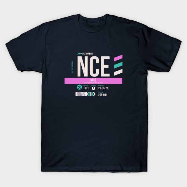 Nice (NCE) Airport Code Baggage Tag T-Shirt by SLAG_Creative